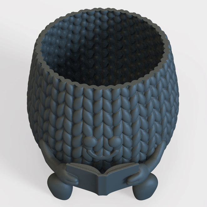 KNITTED HAPPY FACE PLANTER POT