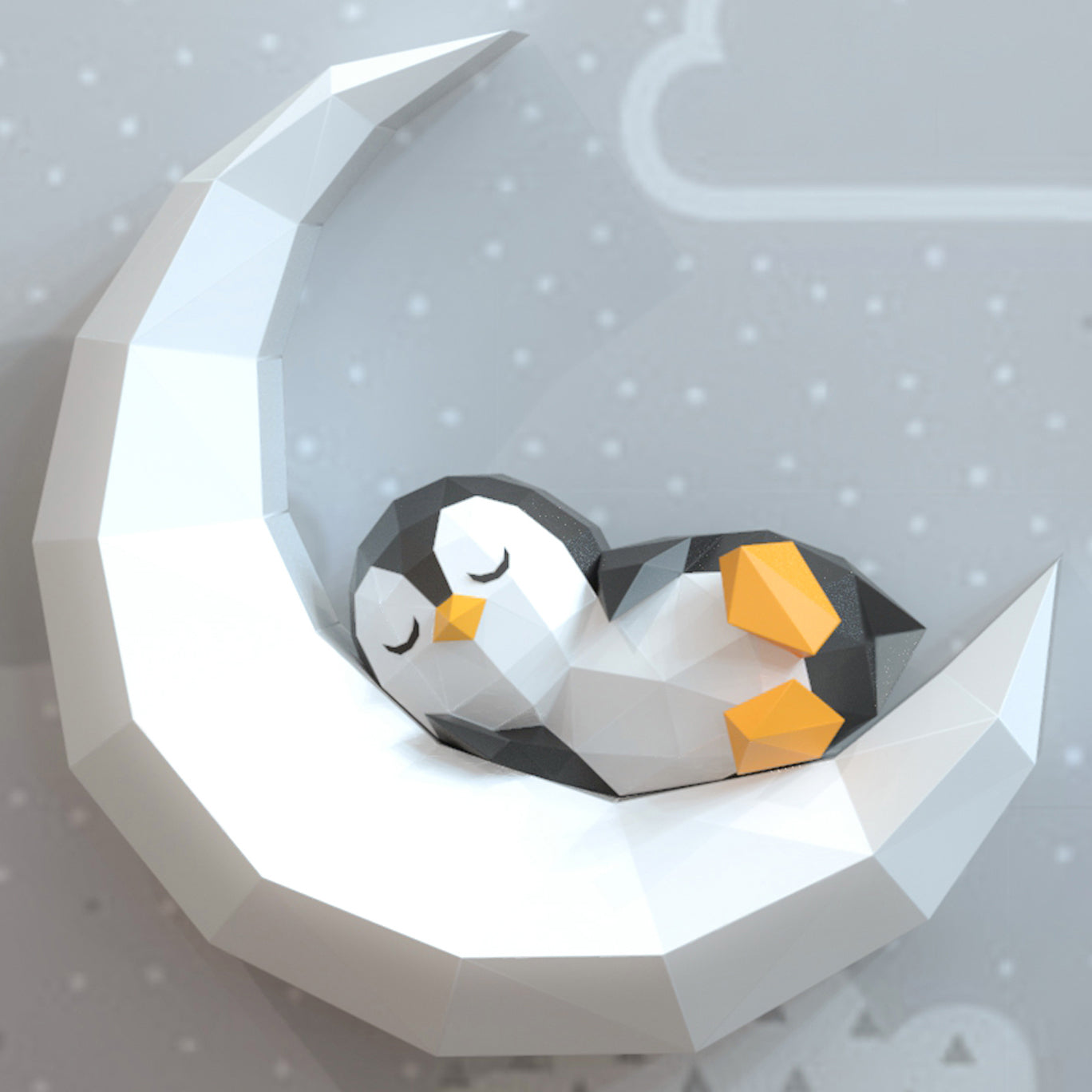 Penguin sleeping on moon