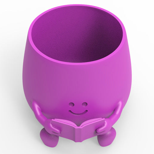 HAPPY FACE READING BOOK PLANTER POT
