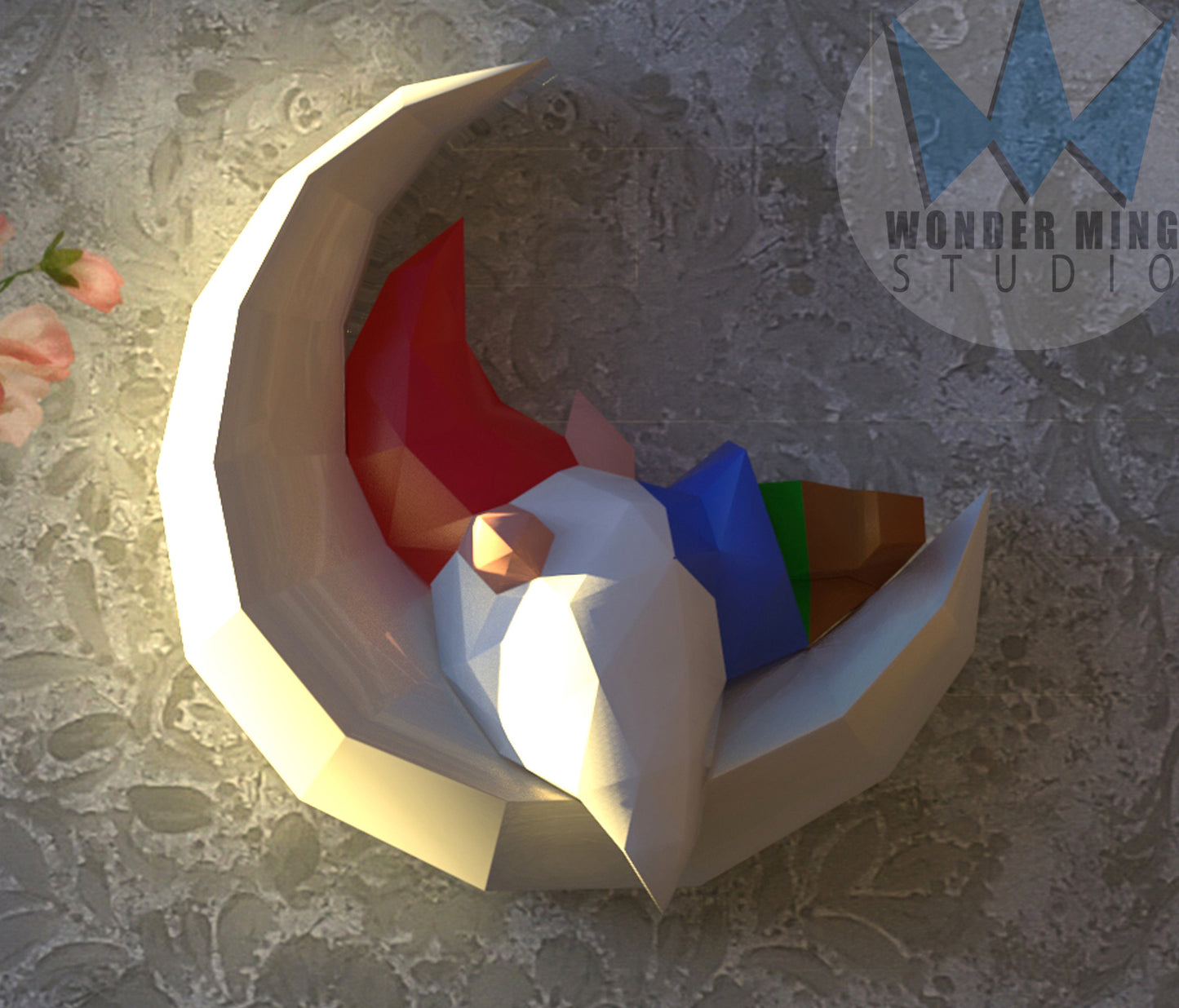 Gnome sleeping on moon