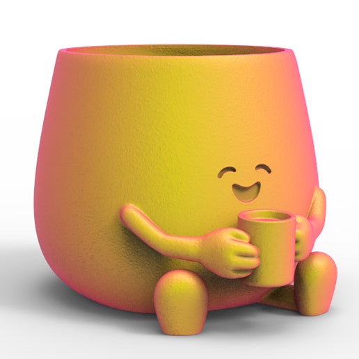 HAPPY FACE COFFEE CUP PLANTER POT