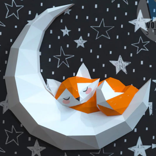 Fox sleeping on moon