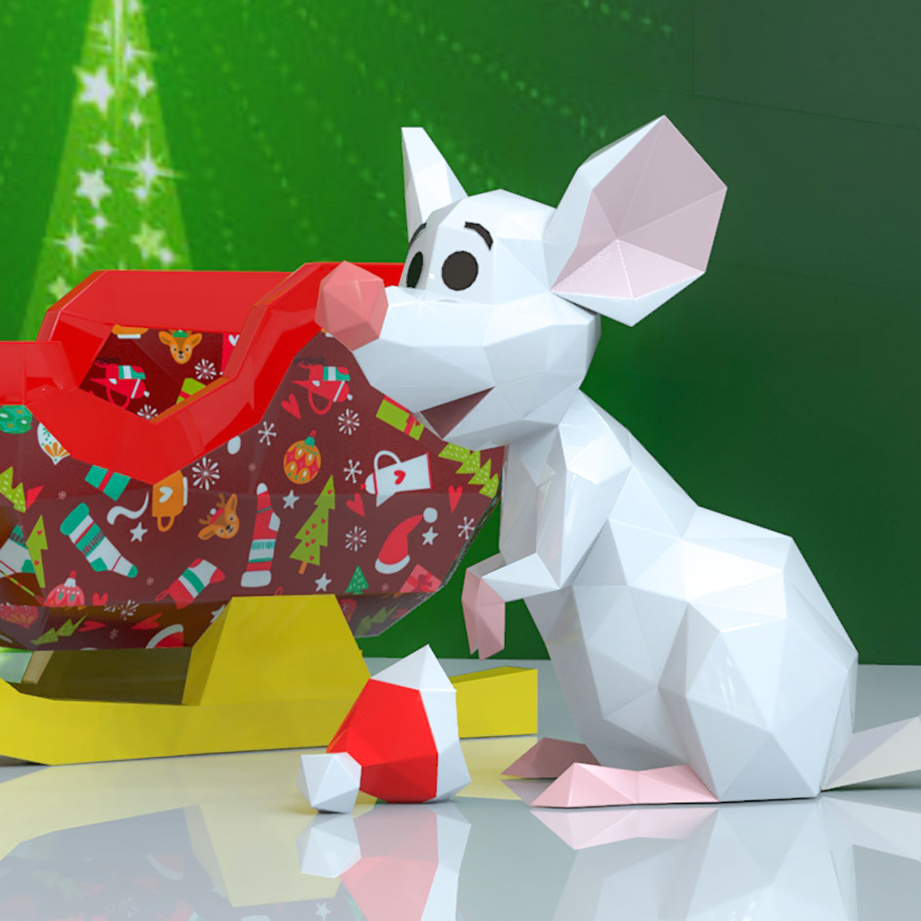 Mouse Christmas sleigh