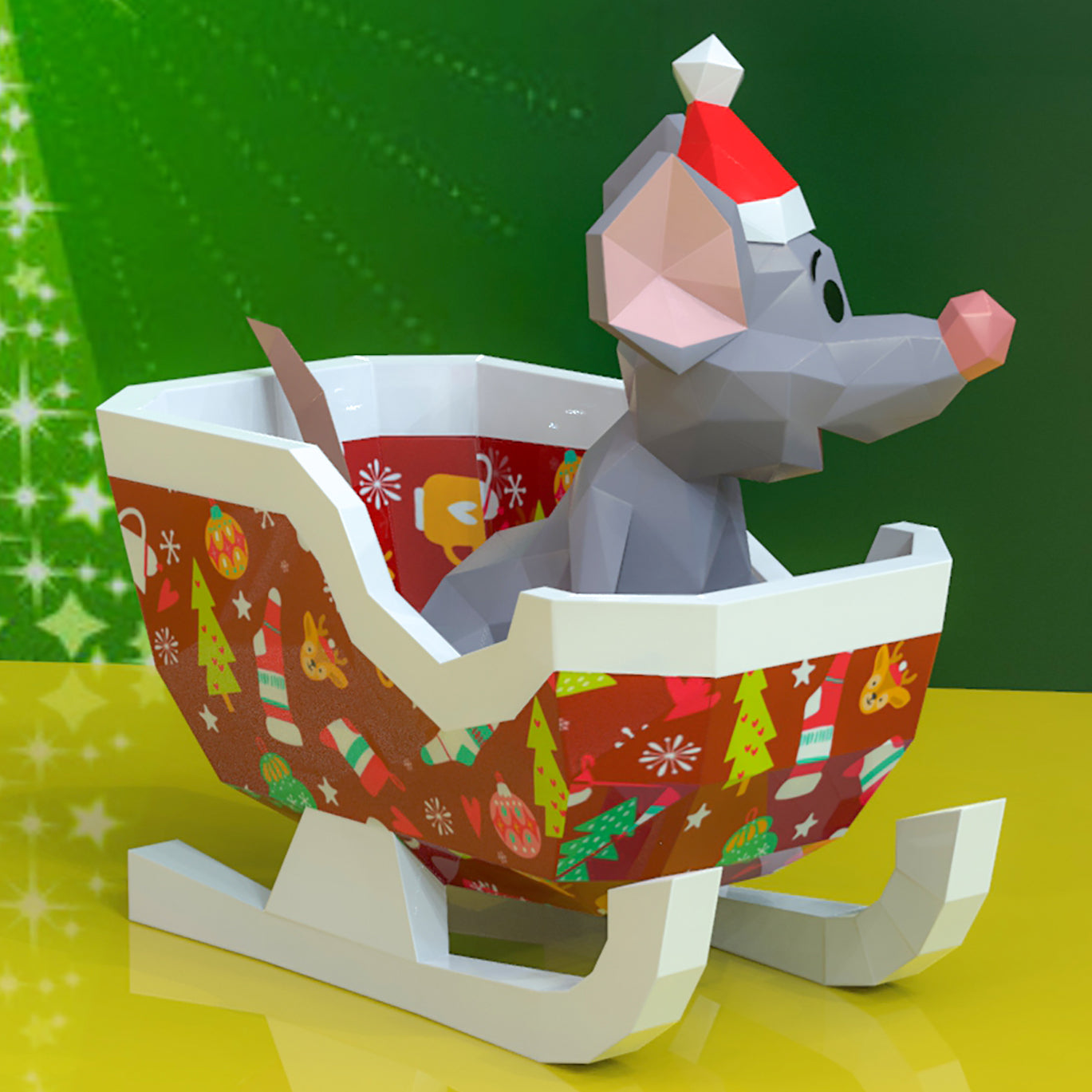 Mouse Christmas sleigh