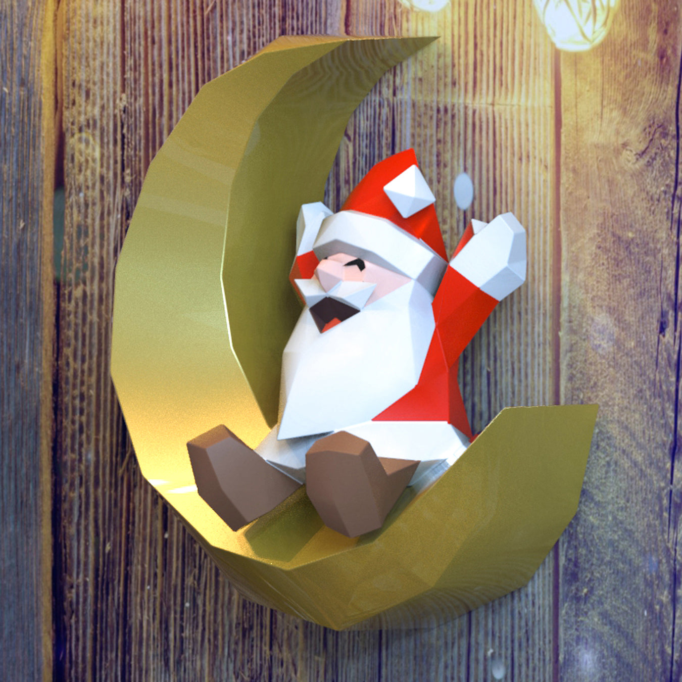 Santa seated on moon