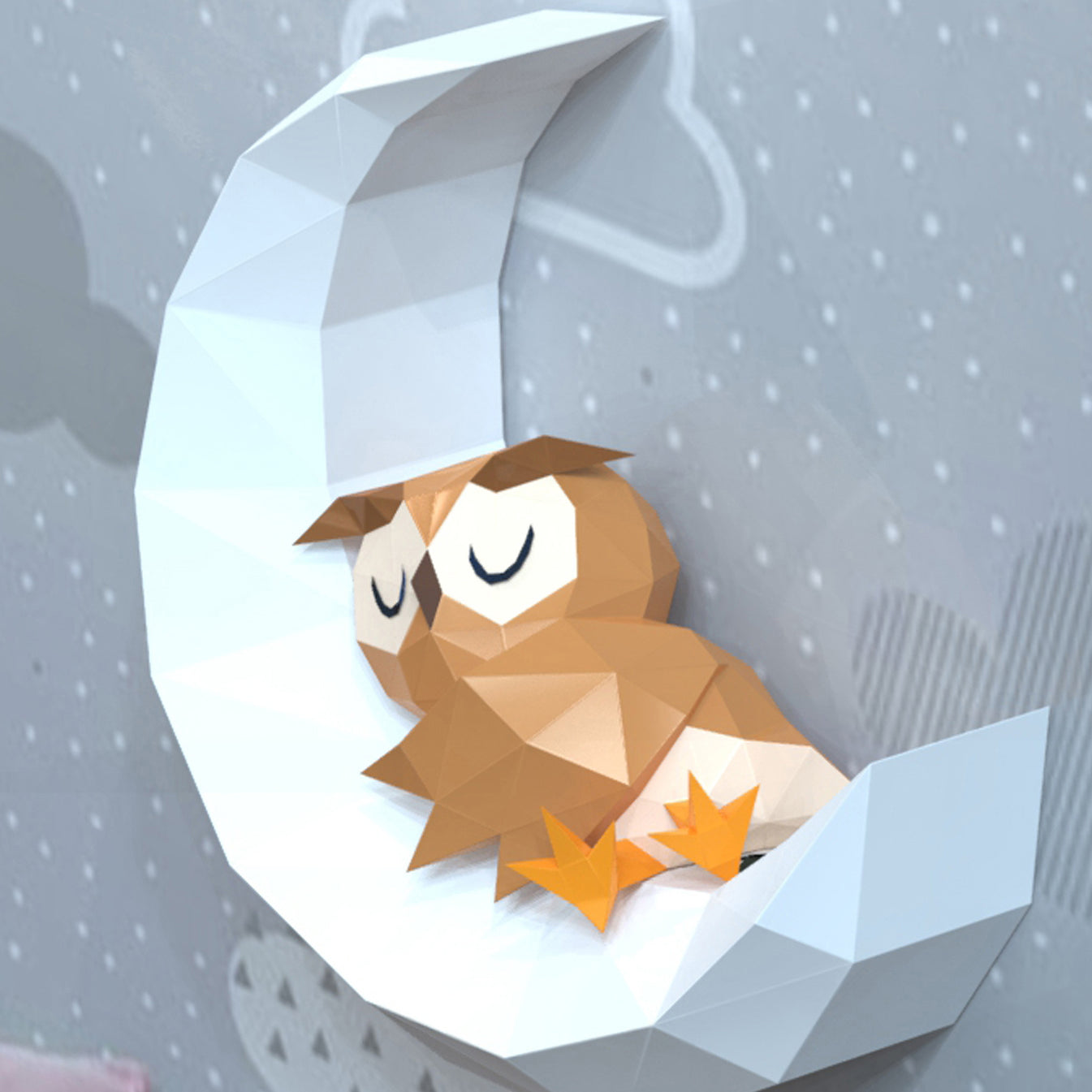 Owl sleeping on moon