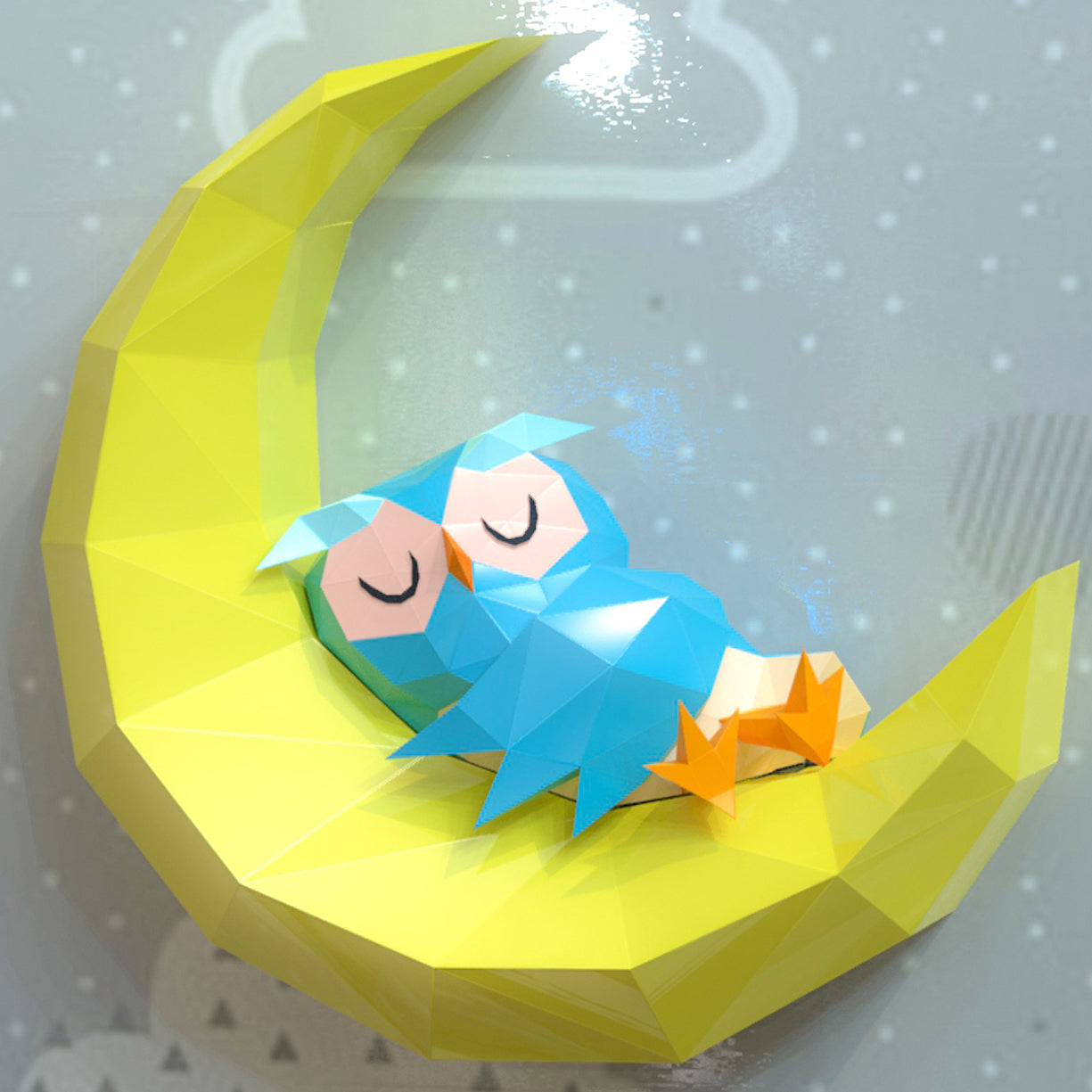 Owl sleeping on moon