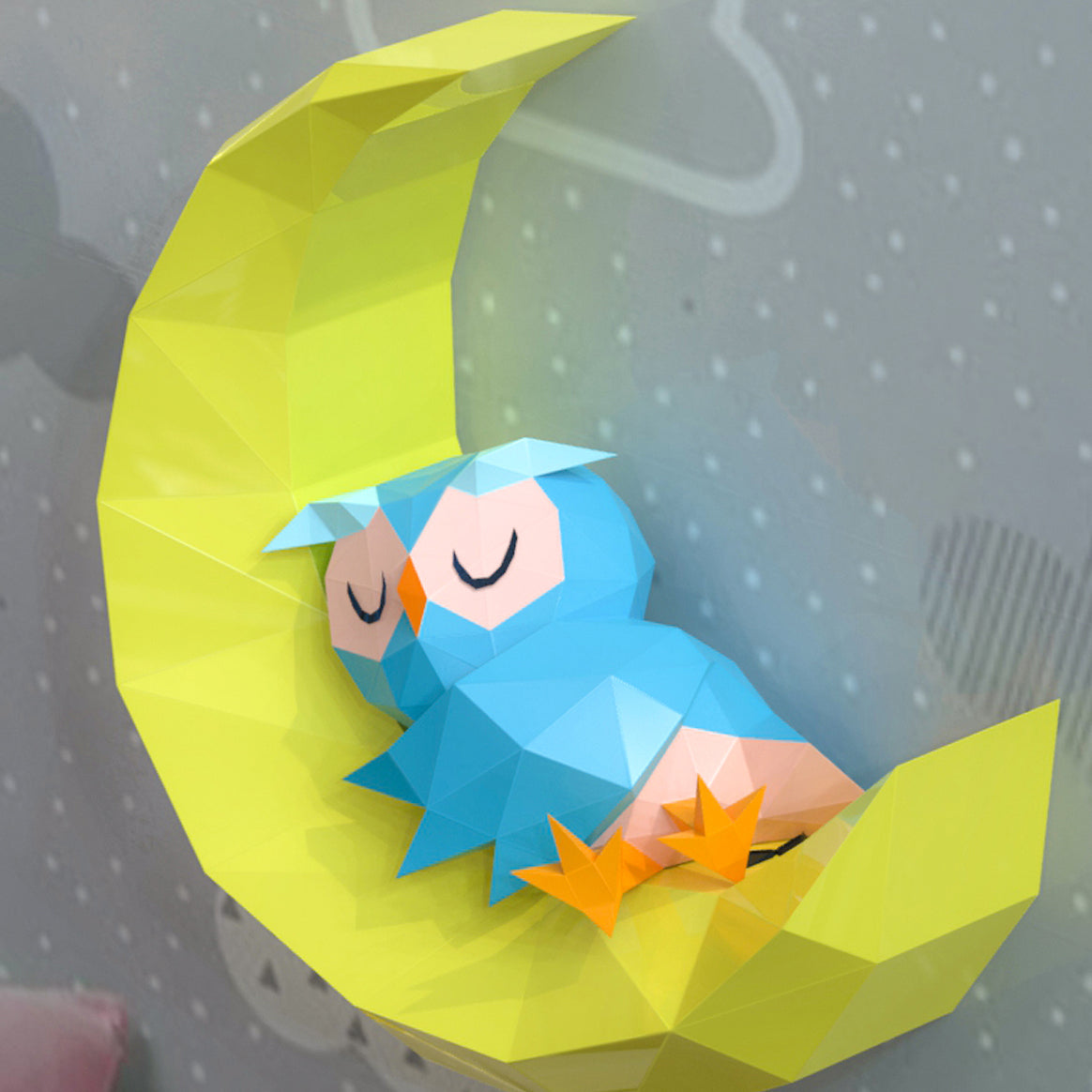Owl sleeping on moon
