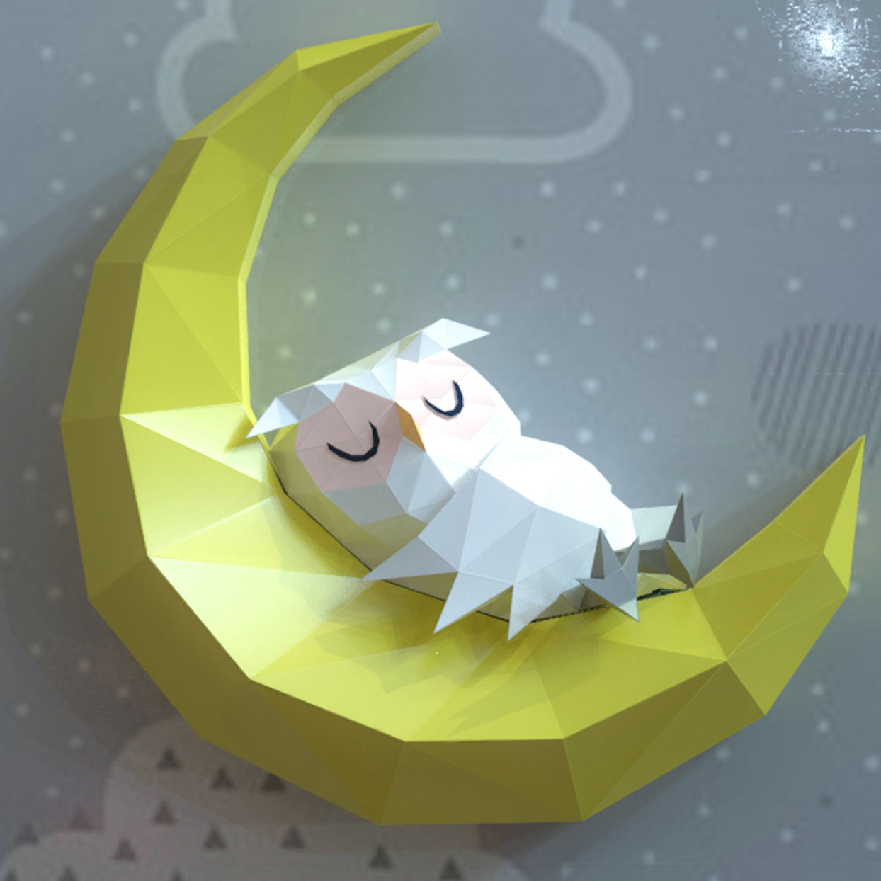 Owl sleeping on moon