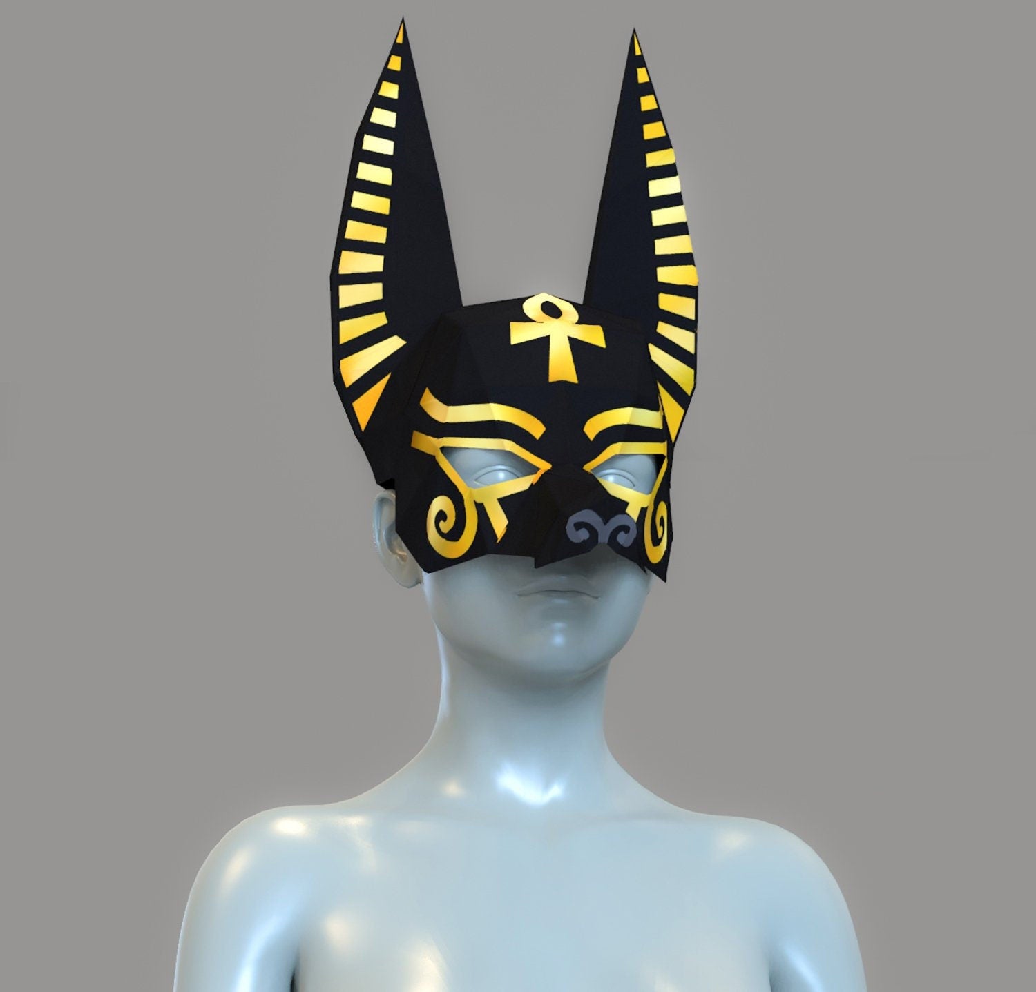 Anubis Mask - Black Egyptian God Costume Mask, One Size Fits Most For Parties & Halloween