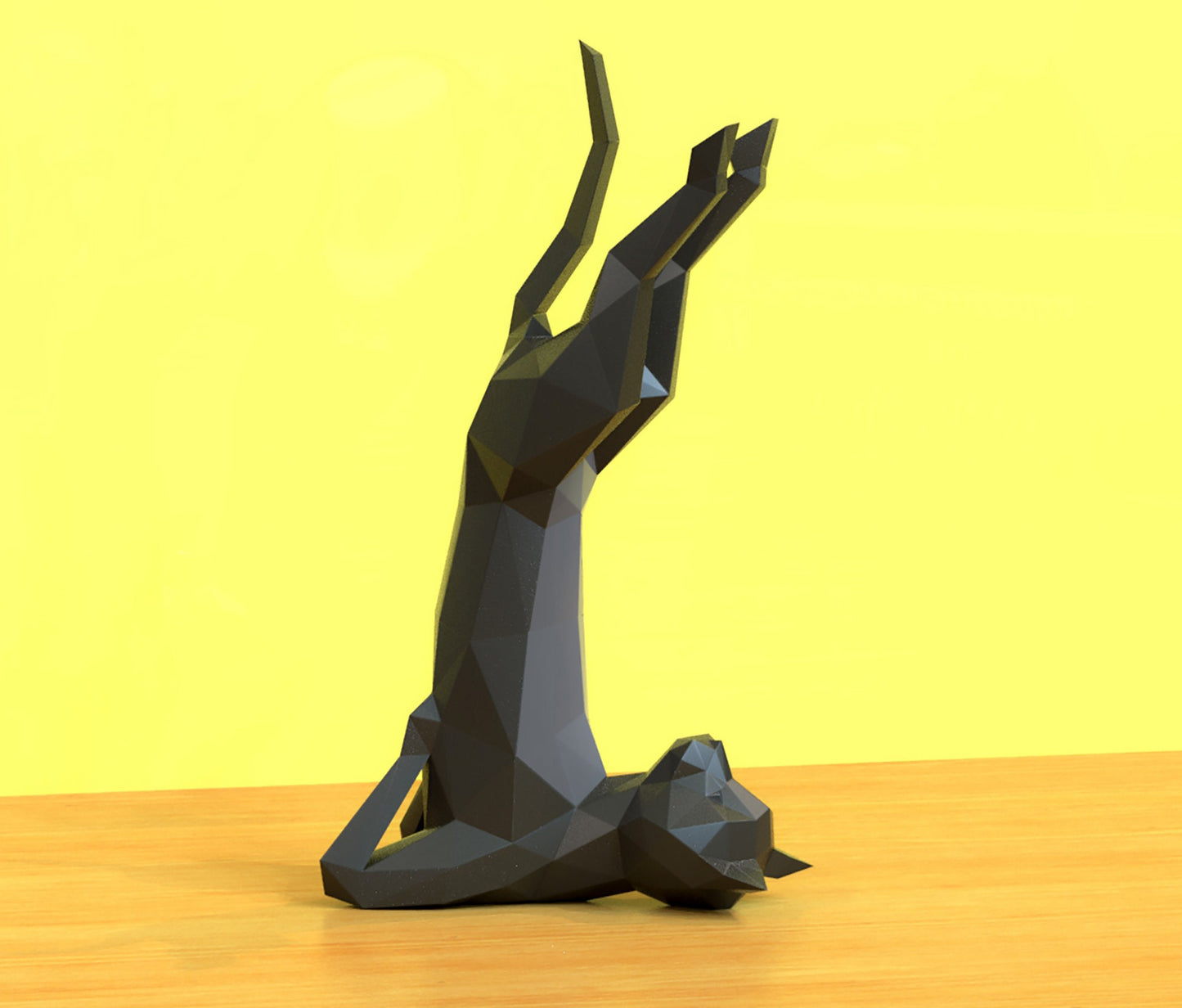 papercraft cat, yoga cat, paper sculpture cat, paper model, diy cat