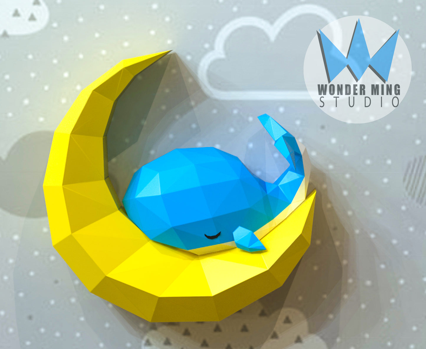 Whale sleeping on moon