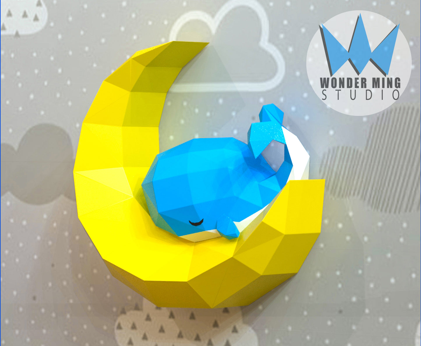 Whale sleeping on moon