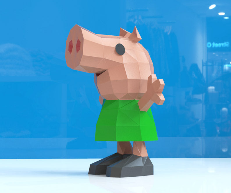 papercraft pig, papercraft, diy papercraft, diy craft, beautiful papercraft, papercraft gifts, low poly pig piggy, paper model pig, pig, paper sculpture pig, best papercraft design, wonder ming studio, pig gift, pet gift, disney craft