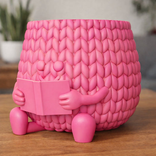 KNITTED HAPPY FACE PLANTER POT