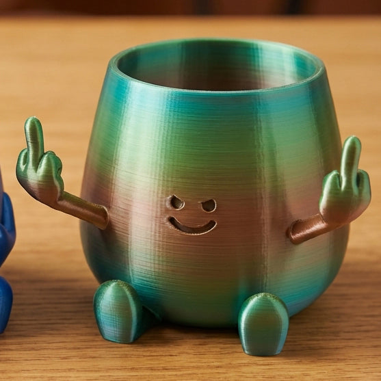 HAPPY FACE MIDDLE FINGER PLANTER POT