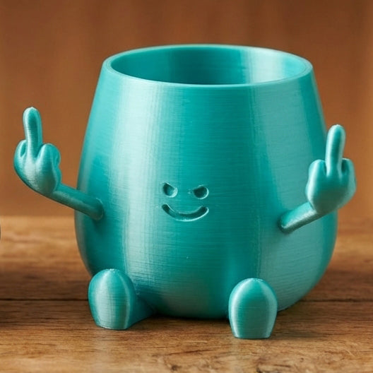 HAPPY FACE MIDDLE FINGER PLANTER POT