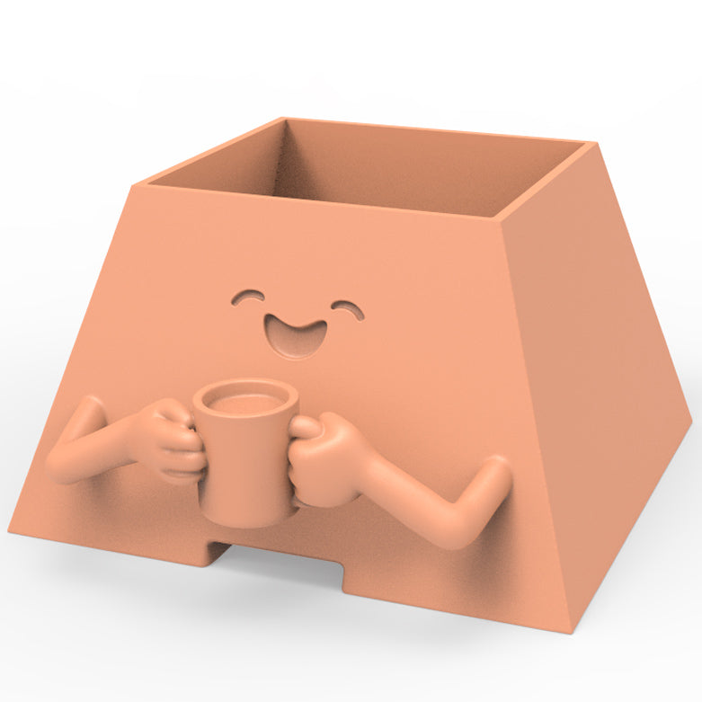 HAPPY FACE COFFEE CUP PLANTER POT