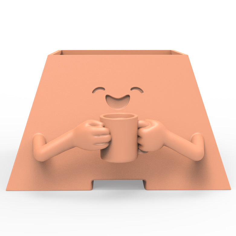 HAPPY FACE COFFEE CUP PLANTER POT
