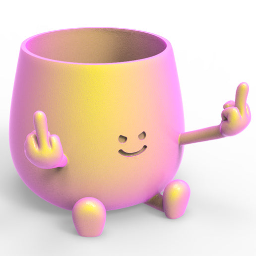 HAPPY FACE MIDDLE FINGER PLANTER POT