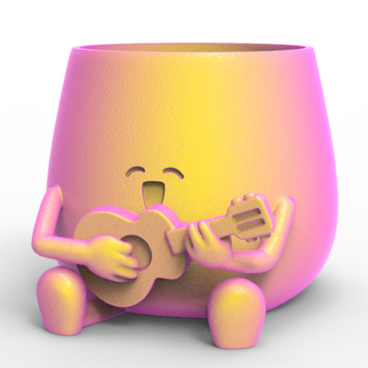 HAPPY FACE GUITAR PLANTER POT