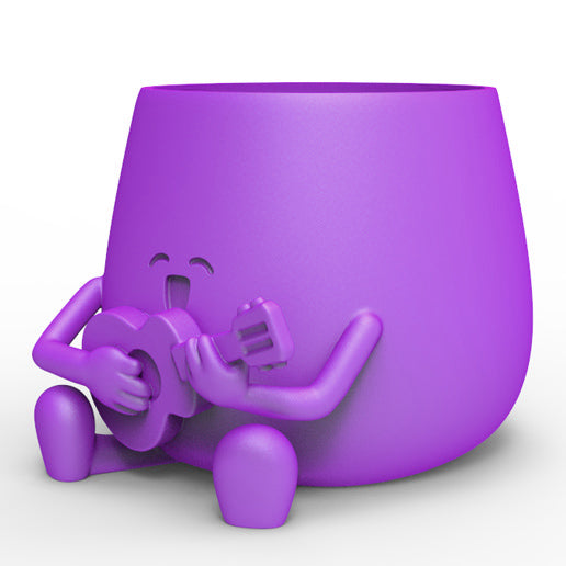 HAPPY FACE GUITAR PLANTER POT