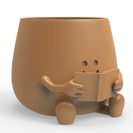 HAPPY FACE READING BOOK PLANTER POT