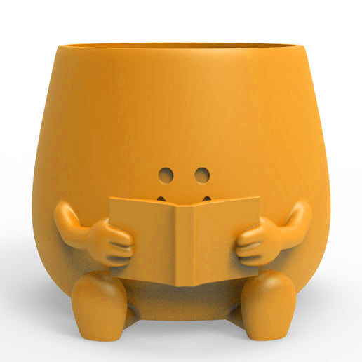 HAPPY FACE READING BOOK PLANTER POT
