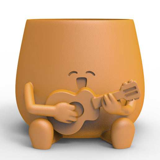 HAPPY FACE GUITAR PLANTER POT