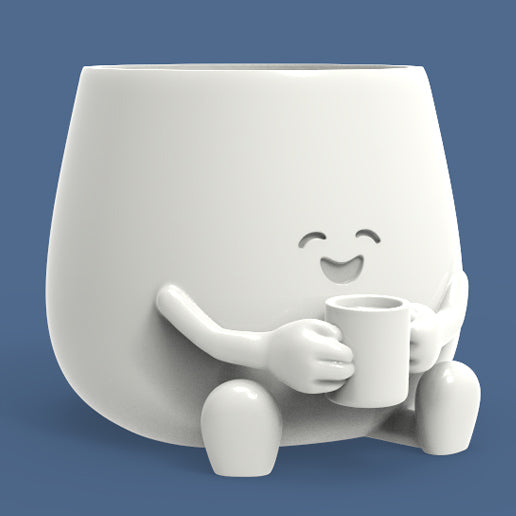 HAPPY FACE COFFEE CUP PLANTER POT