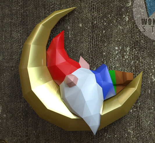 Gnome sleeping on moon