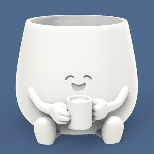 HAPPY FACE COFFEE CUP PLANTER POT