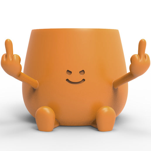 HAPPY FACE MIDDLE FINGER PLANTER POT