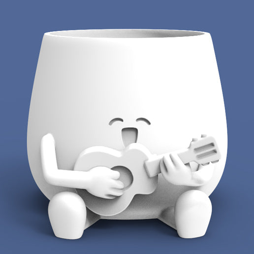 HAPPY FACE GUITAR PLANTER POT