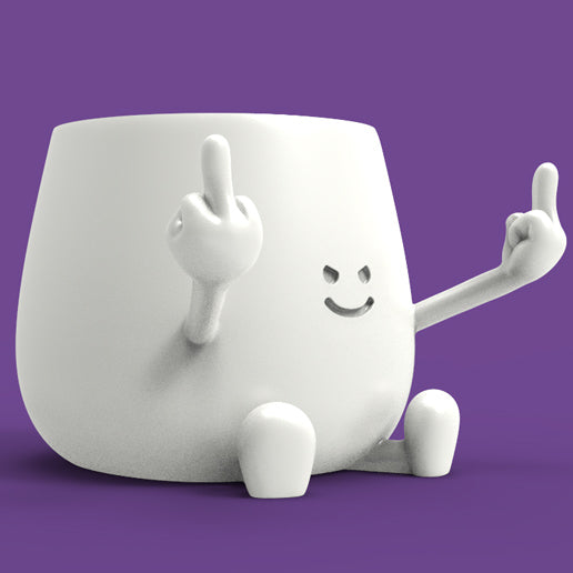 HAPPY FACE MIDDLE FINGER PLANTER POT