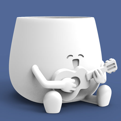 HAPPY FACE GUITAR PLANTER POT