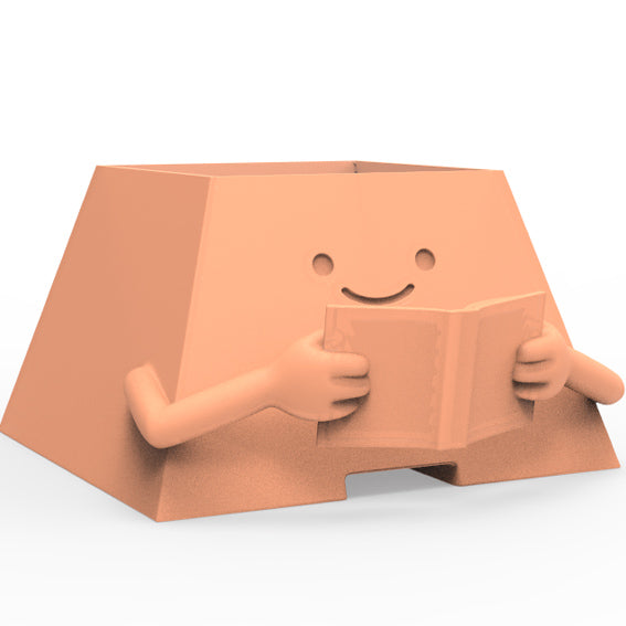 HAPPY FACE BOOK LOVER PLANTER POT