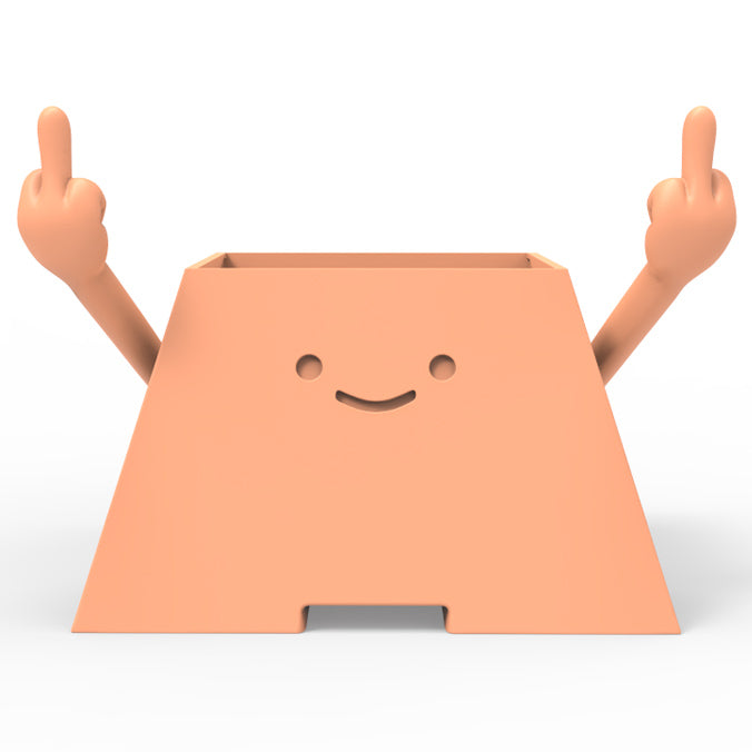 HAPPY FACE MIDDLE FINGER PLANTER POT