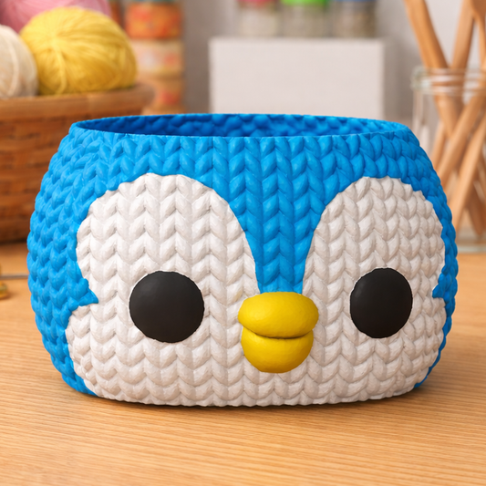 KNITTED PENGUIN PLANTER / HOLDER