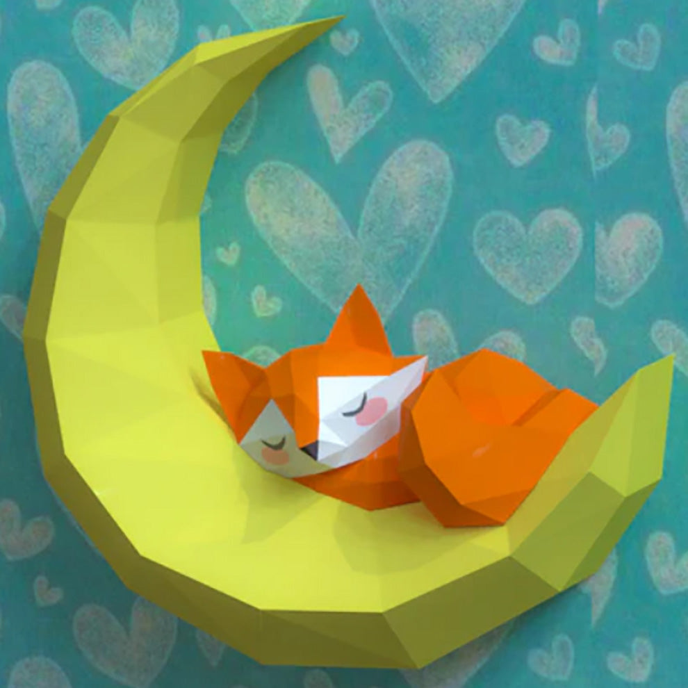 Fox sleeping on moon