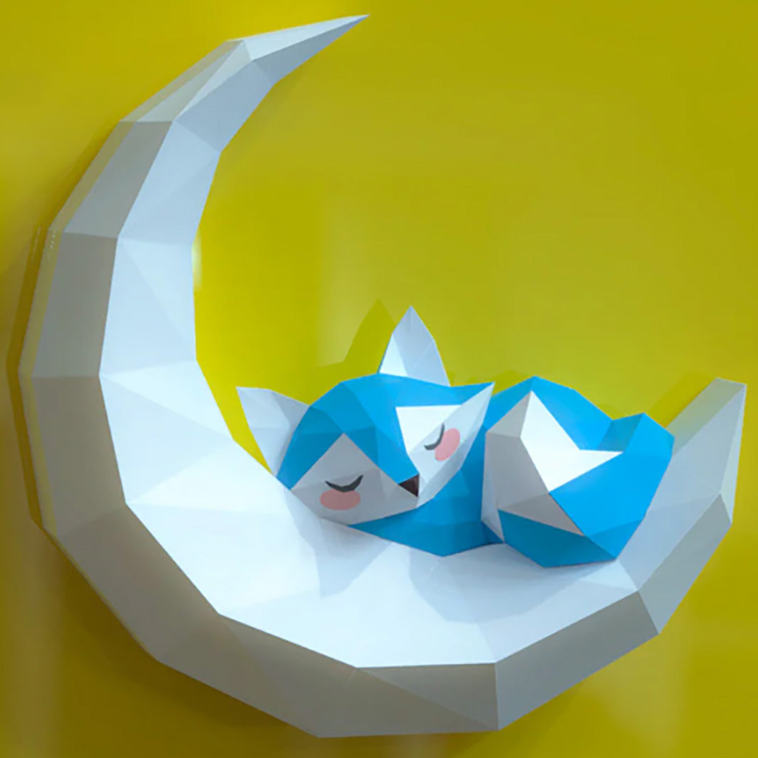 Fox sleeping on moon