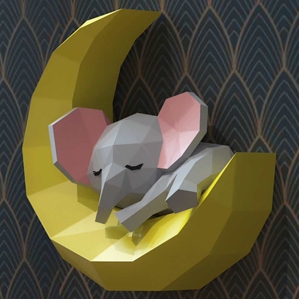 Elephant sleeping on moon