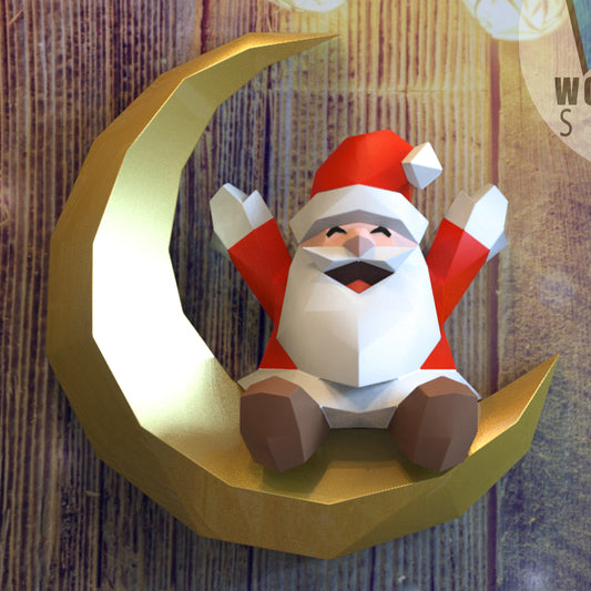 Santa seated on moon