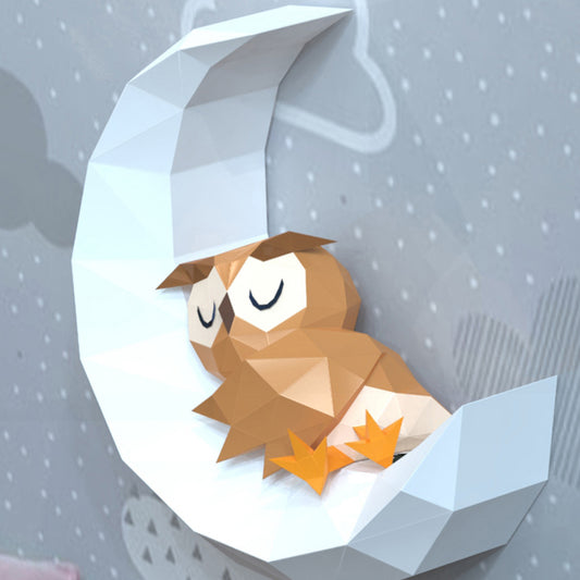 Owl sleeping on moon