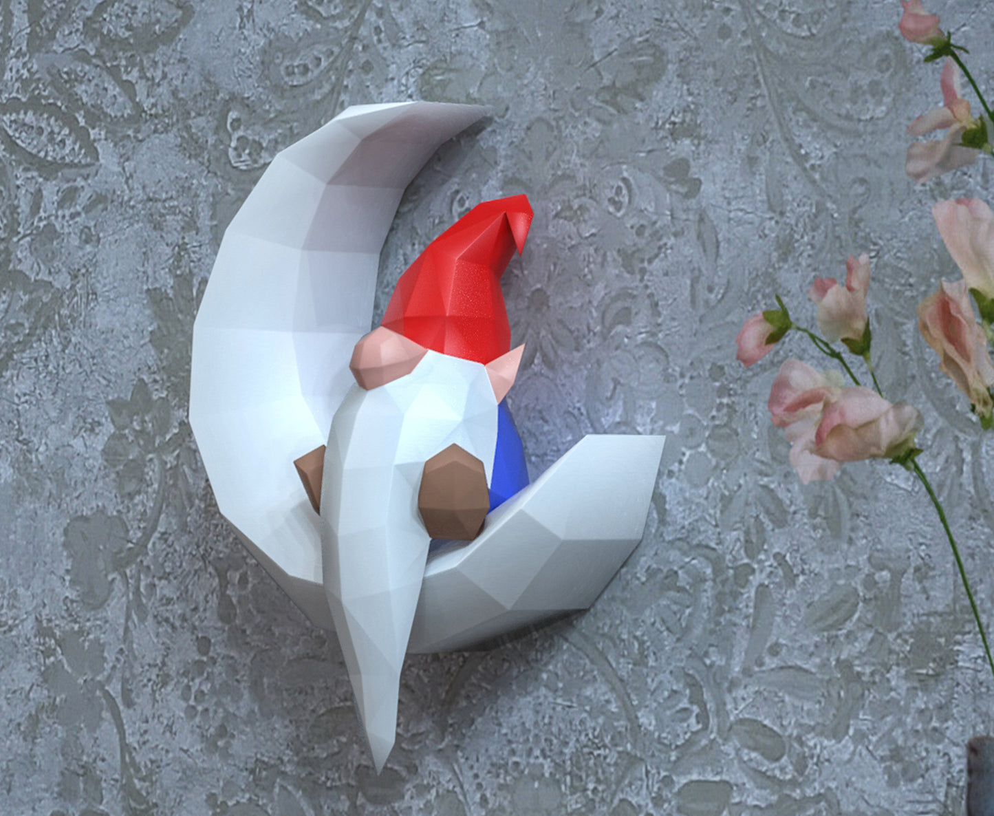 Gnome seated on moon