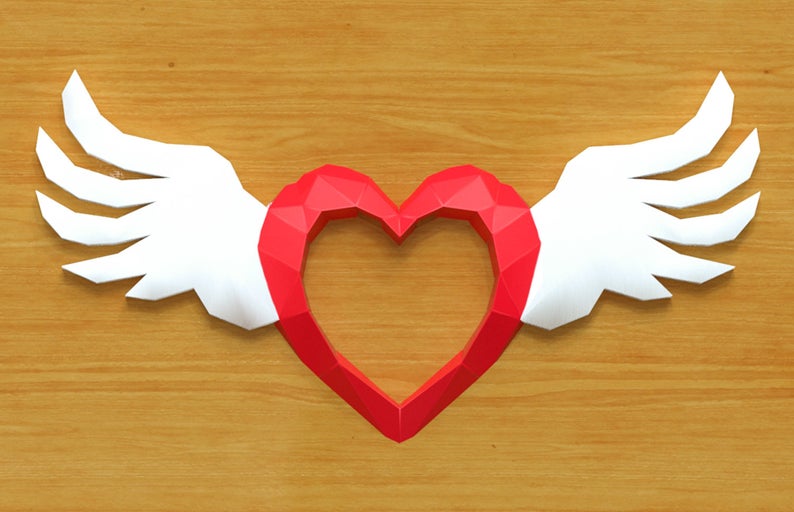 Heart with wings photo frame