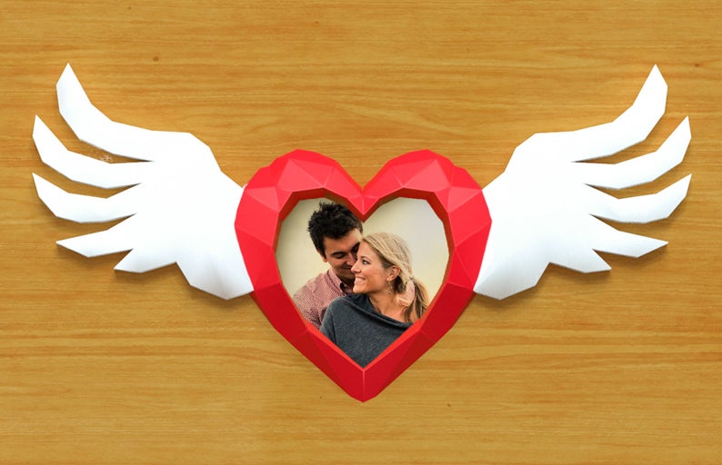 Heart with wings photo frame