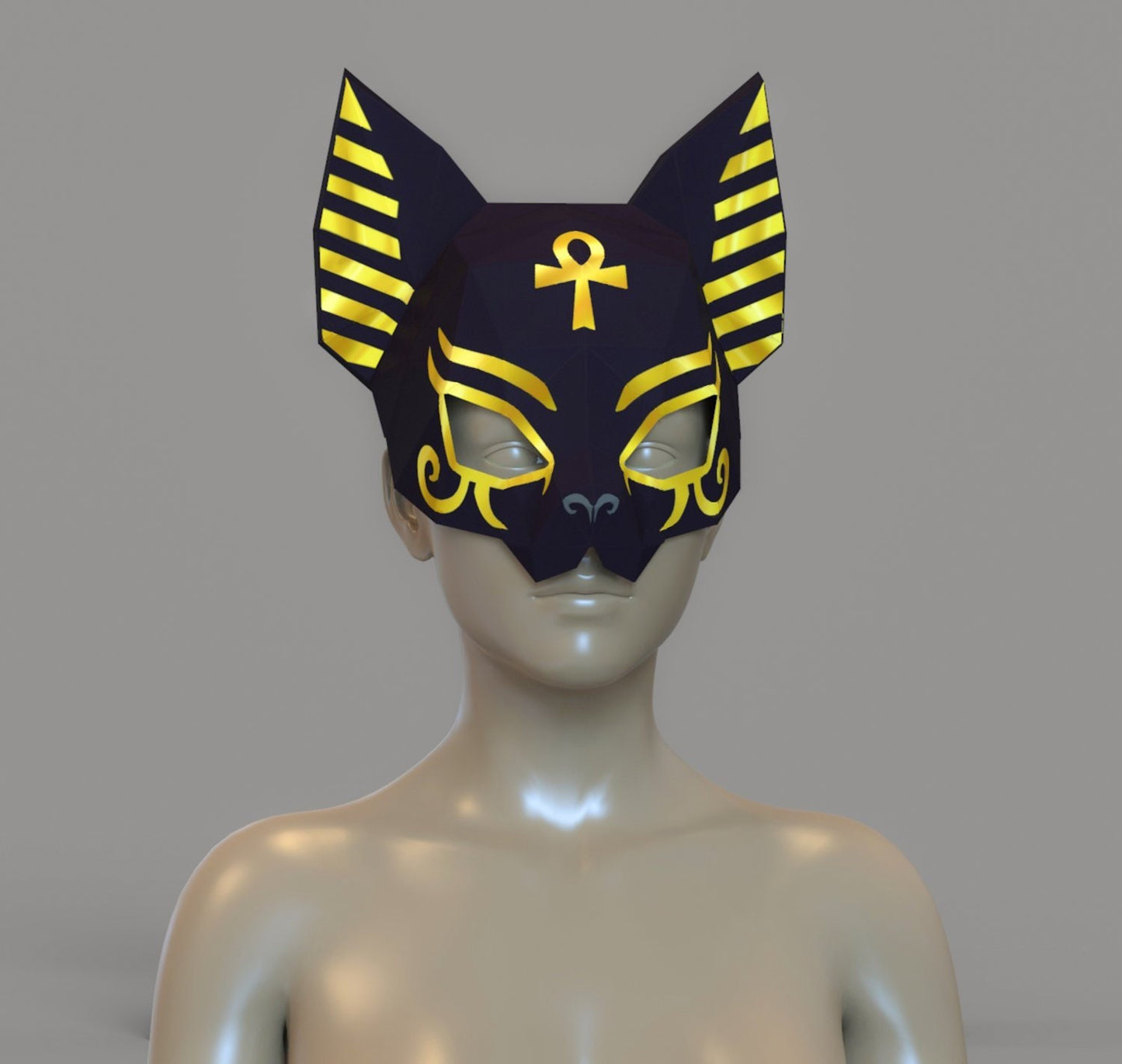 papercraft ANUBIS Mask - Easy to make Egyptian mask, papercraft, diy papercraft, diy craft, beautiful papercraft, papercraft gifts, low poly mask, paper model mask, mask, paper sculpture mask, best papercraft design, wonder ming studio, party mask gift, gift, disney craft