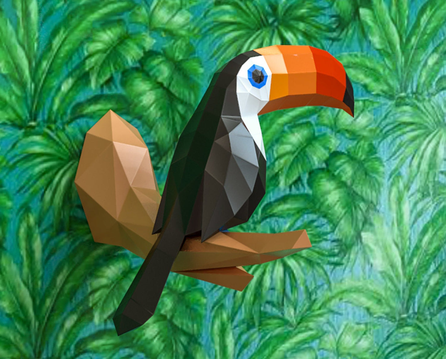 papercraft toucan, paper bird, paper model, paper sculpture toucan, paper model, diy toucan, low poly bird, low poly toucan