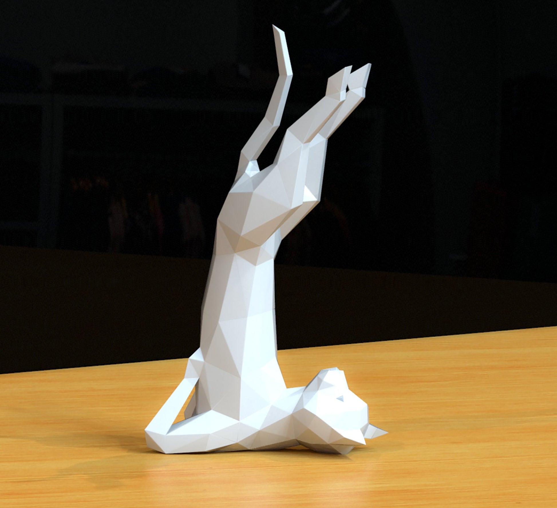 papercraft cat, yoga cat, paper sculpture cat, paper model, diy cat